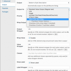 WP Job Manager Field Editor Auto Output As Options