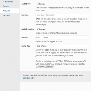WP Job Manager Field Editor  Auto Populate