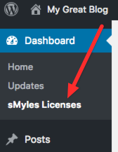 sMyles Licenses Menu Item
