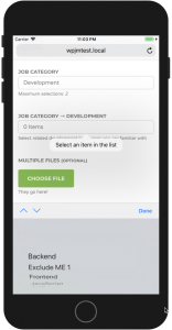 WP Job Manager Field Editor HTML5 Required Validation iPhone Select an Item