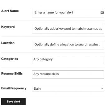 Add Resume Alert Form